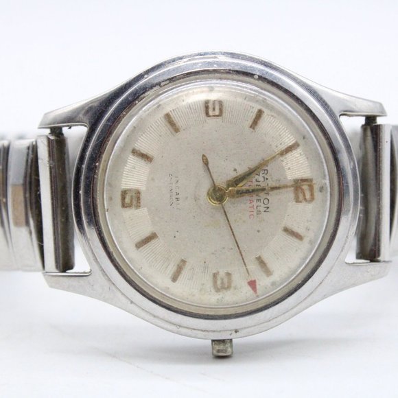 Vintage Stratton Automatic Watch Mens Silver Tone Stainless Steel White Dial - Picture 6 of 9
